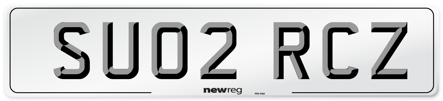 SU02 RCZ Number Plate from New Reg